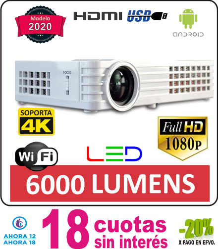 Aniquilar Guinness alumno Proyector Mini Led 6000 Lumens -3D Wifi Android 6.0 1080p 4K Mod. 2021 |  Proyector – Proyectores – DigitalNEX