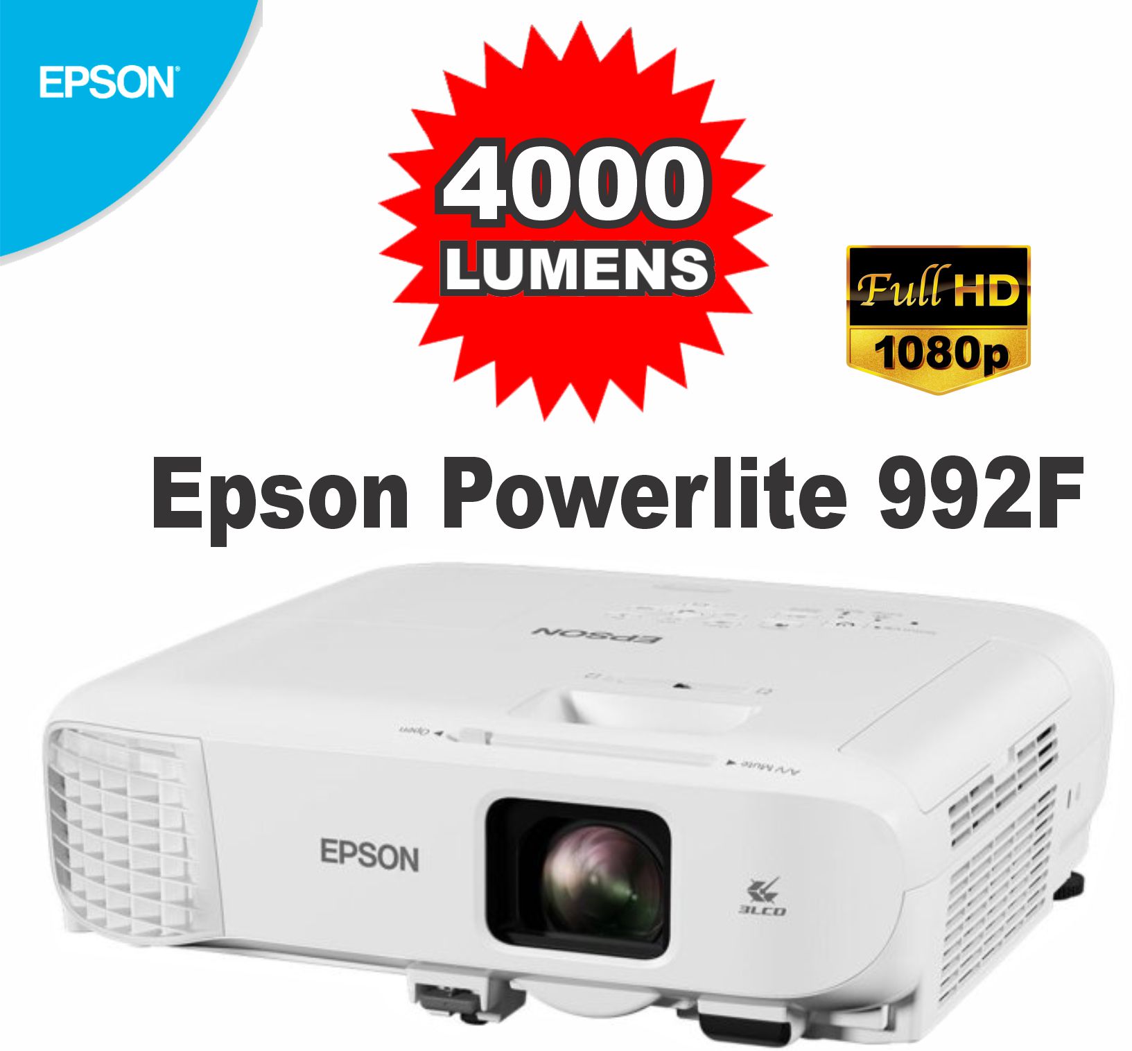 Proyector Epson Powerlite 992F 4000 Lumens 16.000:1 -1080P-4K Hdmi X2-Hasta 17.000 hs. de Lampara